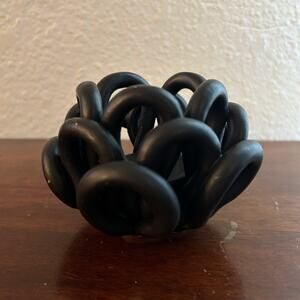 Abstract Minimalist Black Ceramic Loop Candle Holder Modern Sculptural Decor